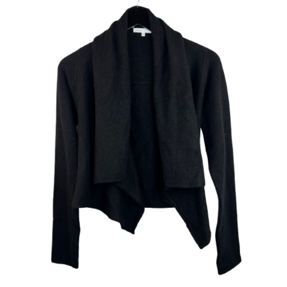 Vince Women's 100% Cashmere Open Front Black Soft Luxury Knit Cropped Cardigan M